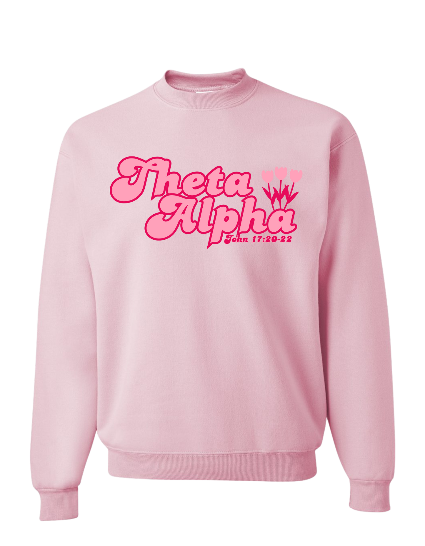 Theta Alpha Zeta Pink and White Crewneck