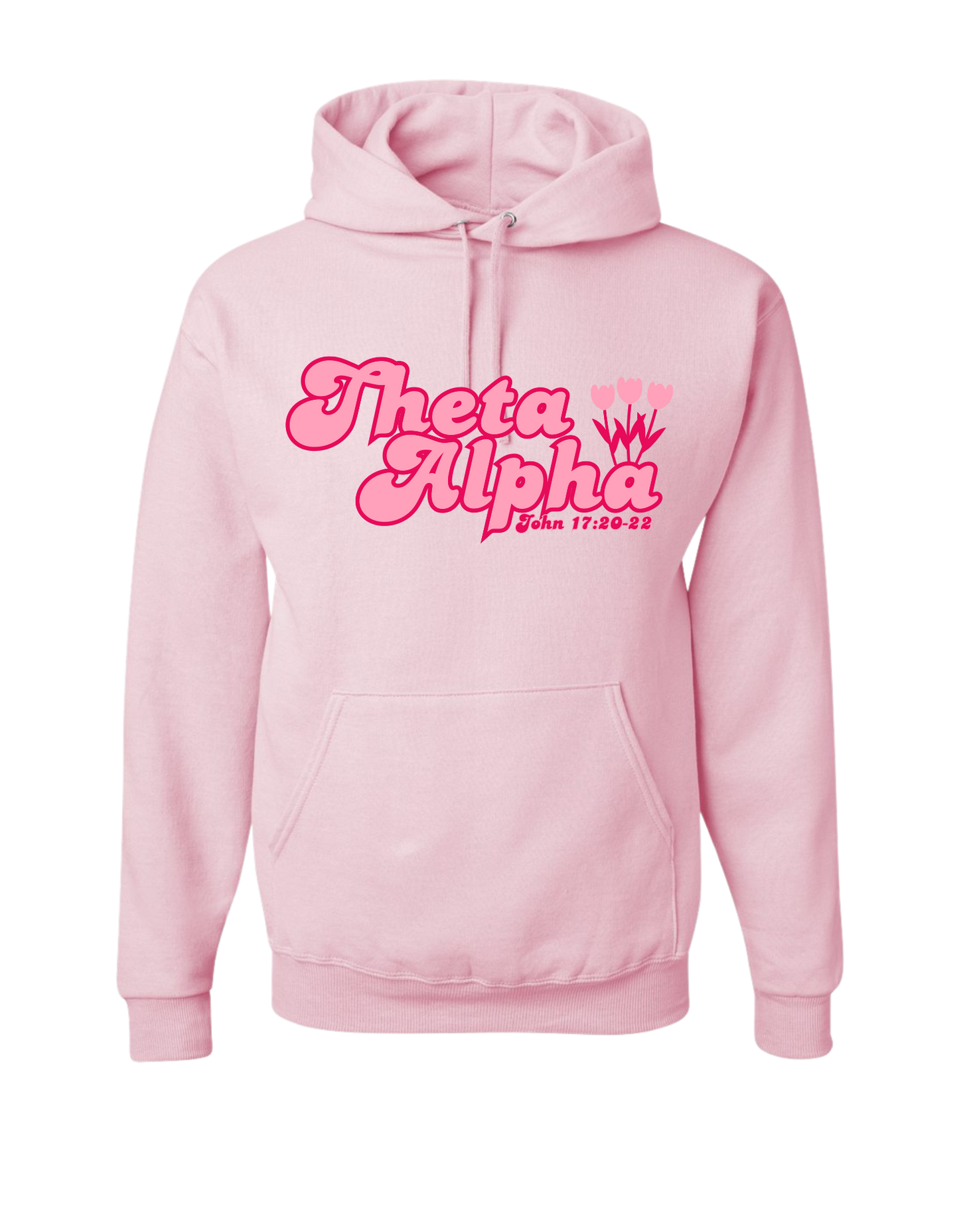 Theta Alpha Zeta Pink and White Hoodie