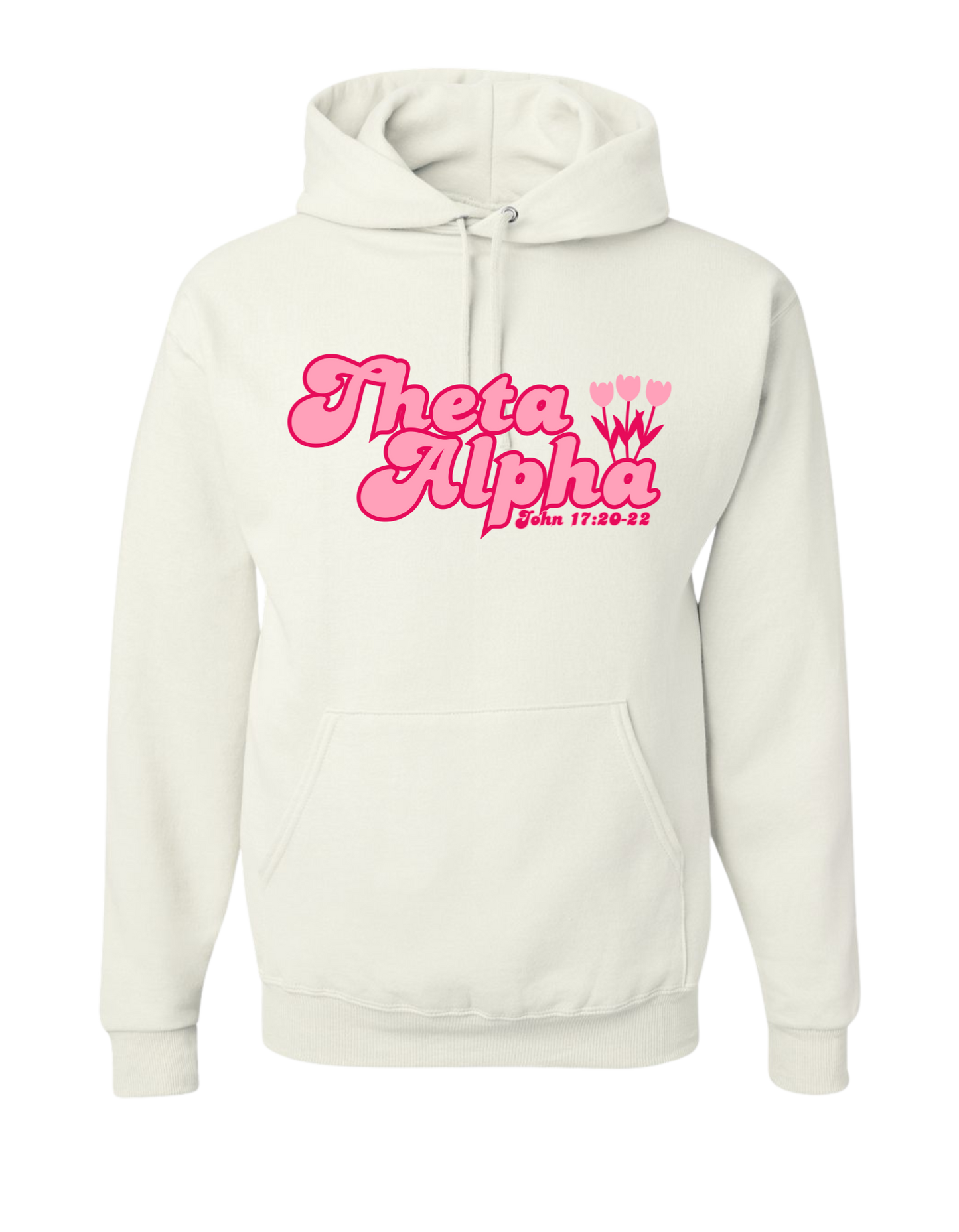 Theta Alpha Zeta Pink and White Hoodie