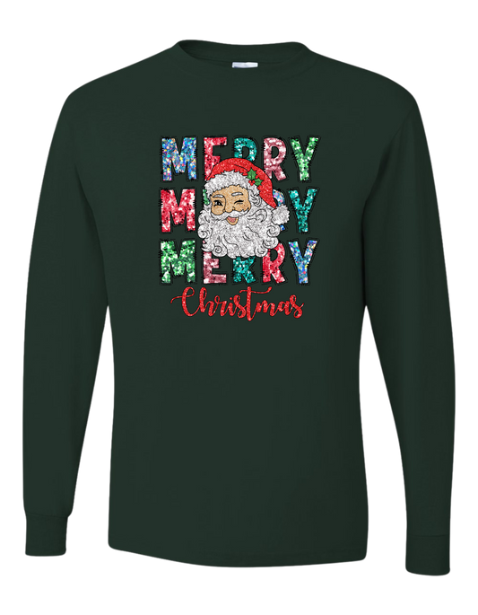 Santa Merry Christmas Long Sleeve