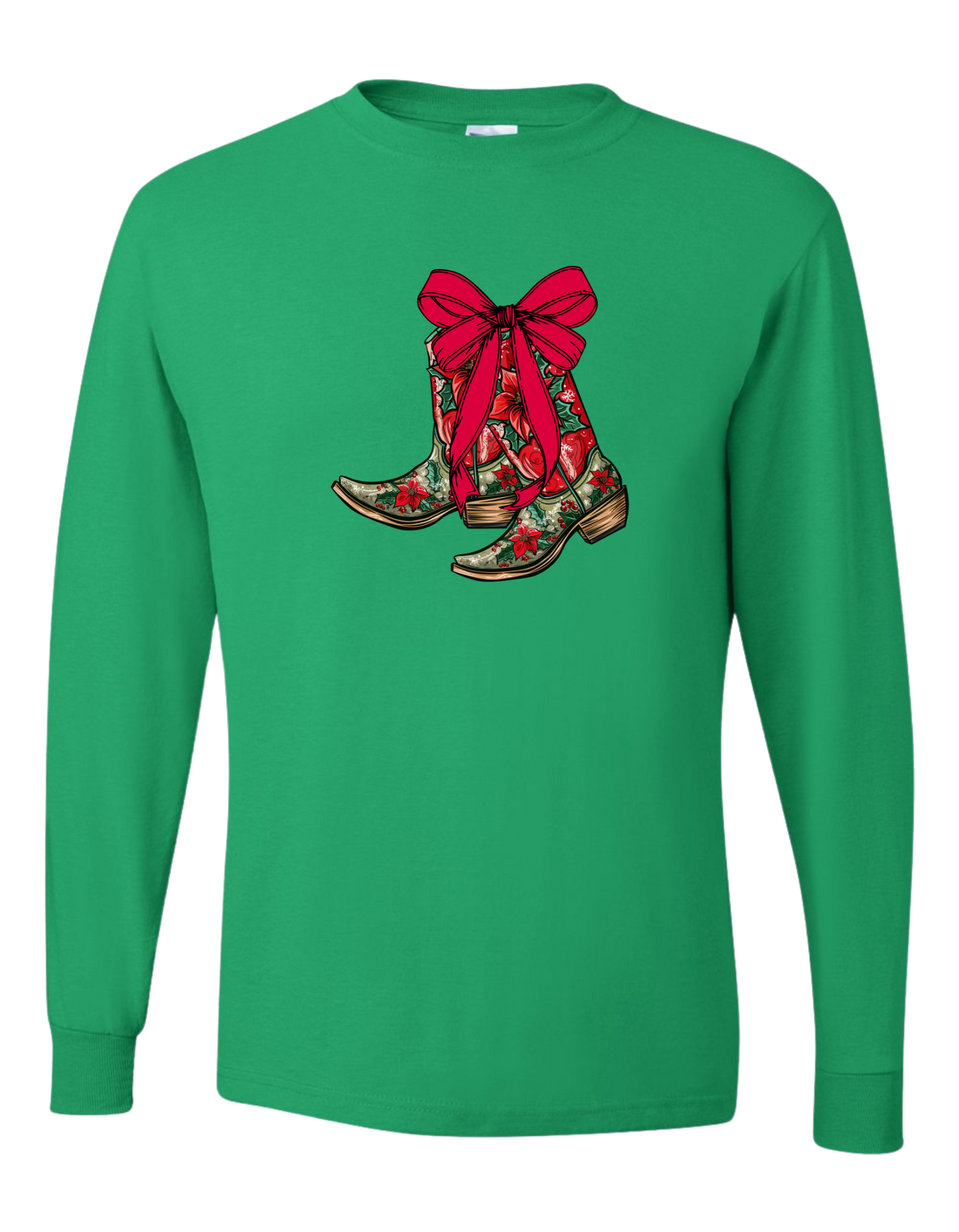 Christmas Cowboy Boots Long Sleeve