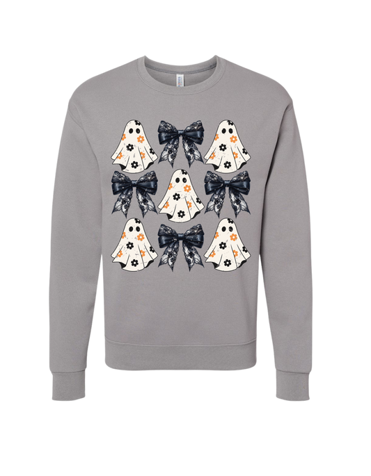Flowered-Ghost Coquette Crewneck