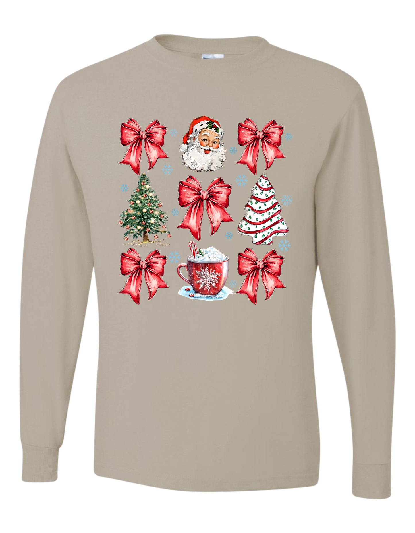 Christmas Tree Cake Coquette Bow Long Sleeve