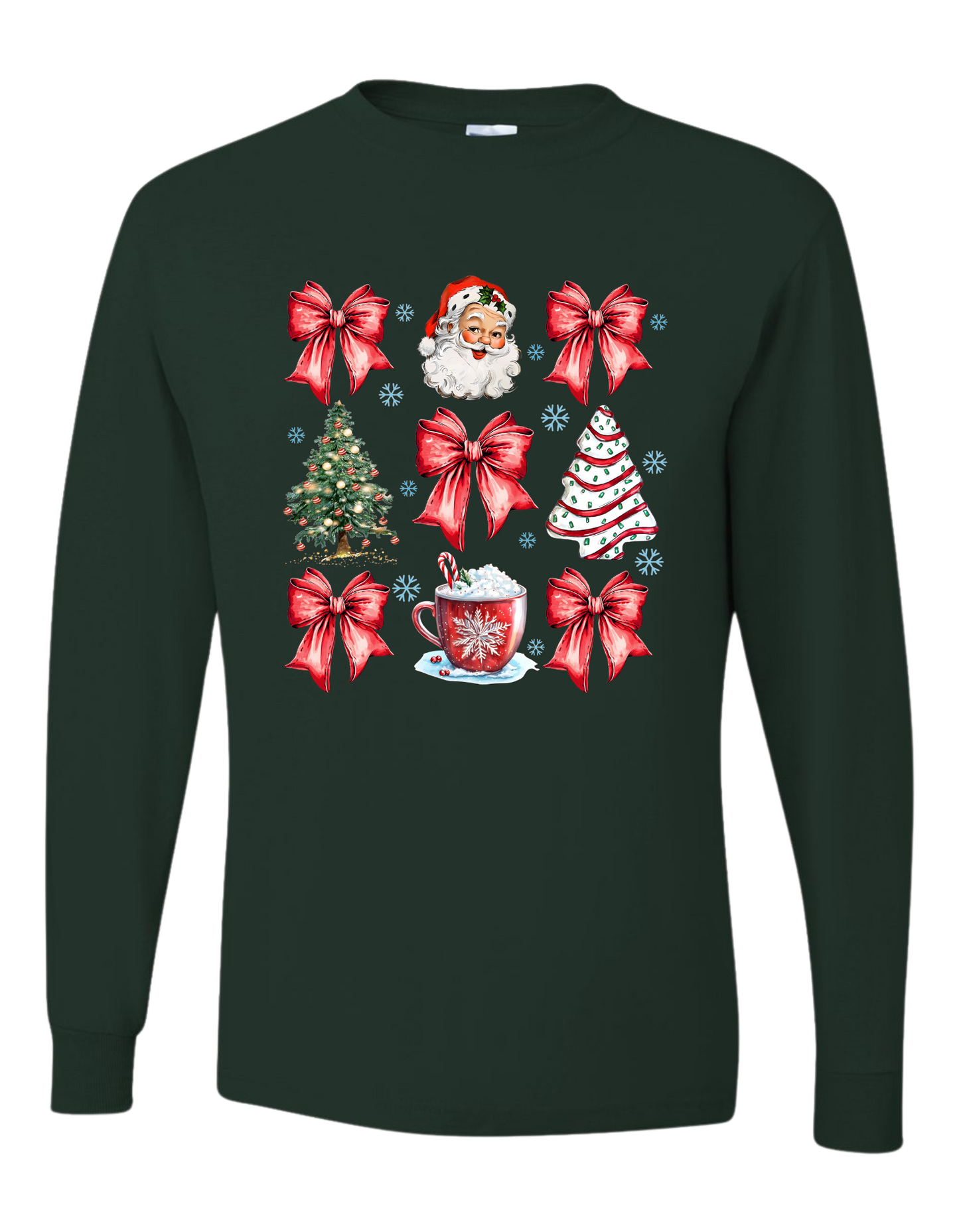 Christmas Tree Cake Coquette Bow Long Sleeve