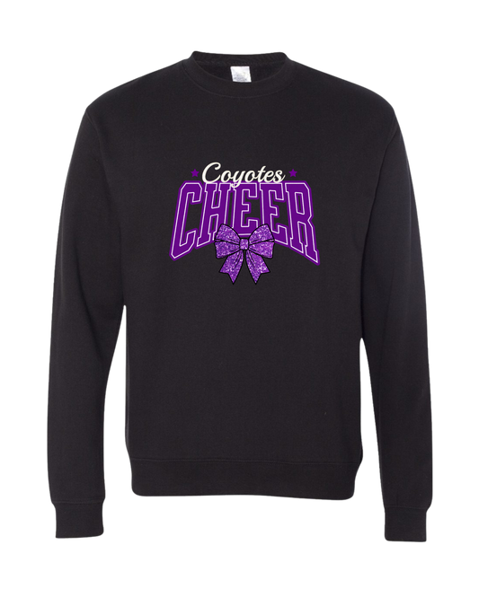 Coyotes Cheer Glitter Bow Crewneck