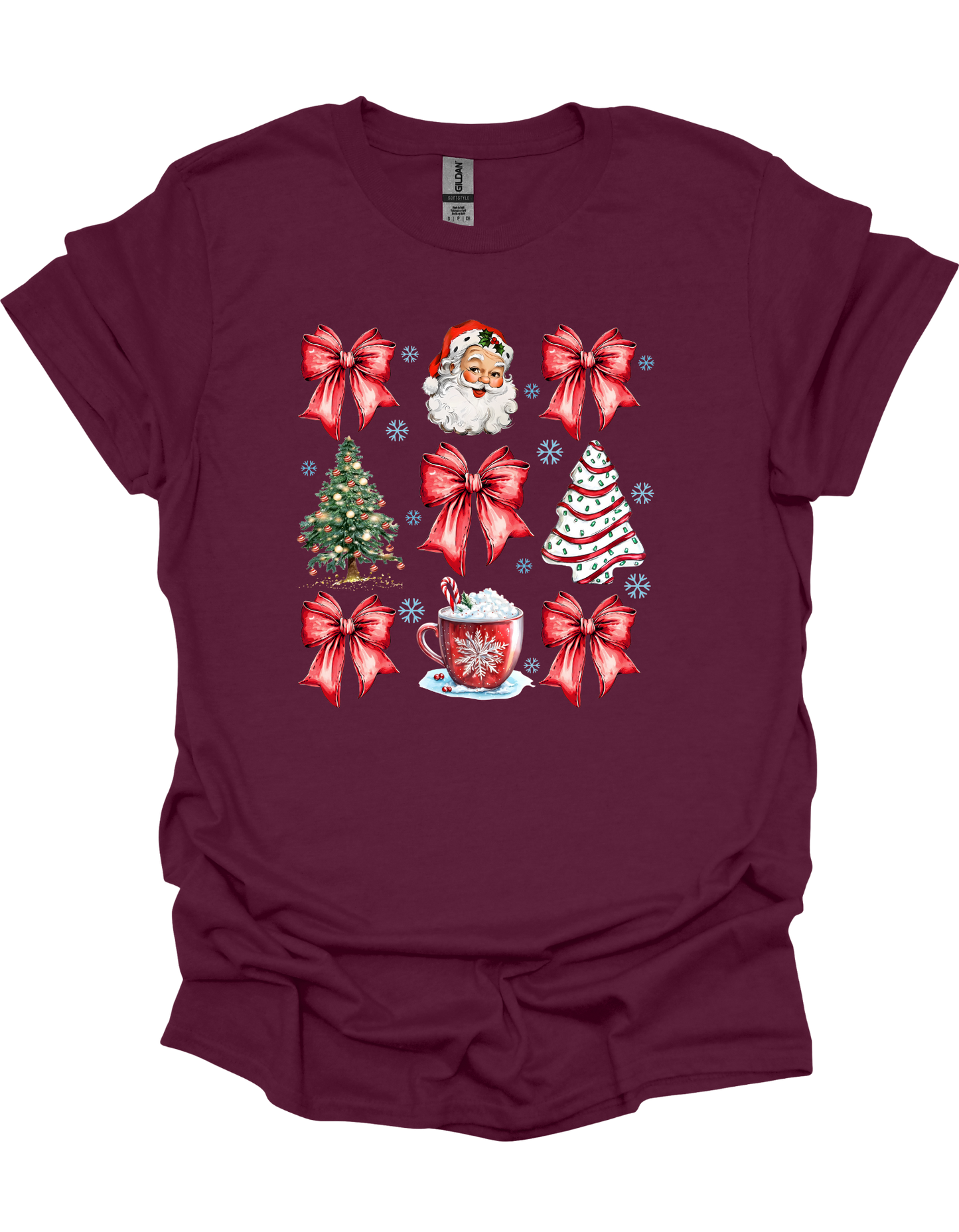 Christmas Tree Cake Coquette Bow T-Shirt