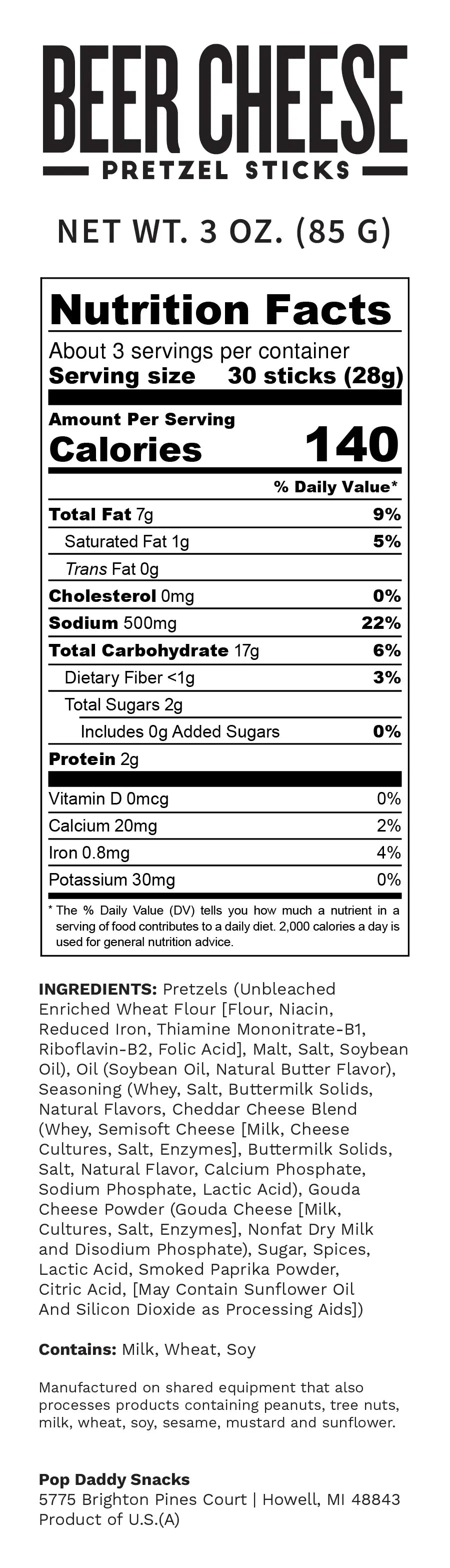 Pop Daddy –  Beer Cheese Pretzels (3 Oz.)