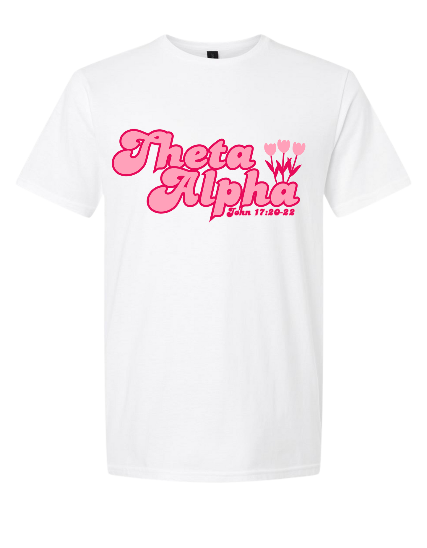 Theta Alpha Zeta Pink and White T-Shirt