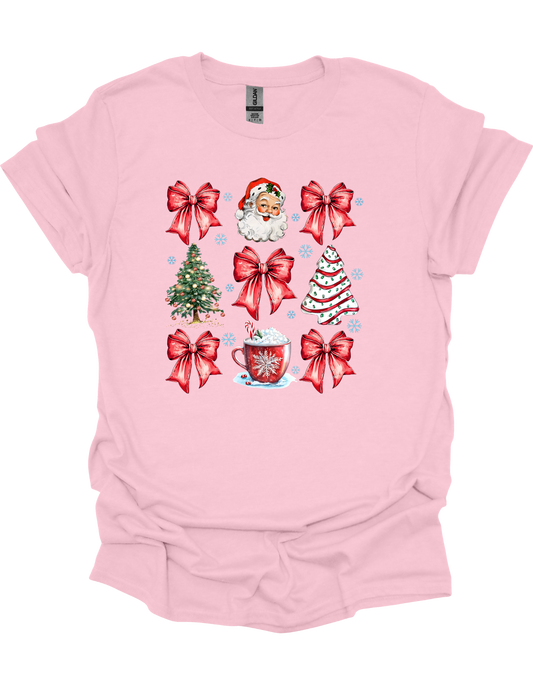 Christmas Tree Cake Coquette Bow T-Shirt