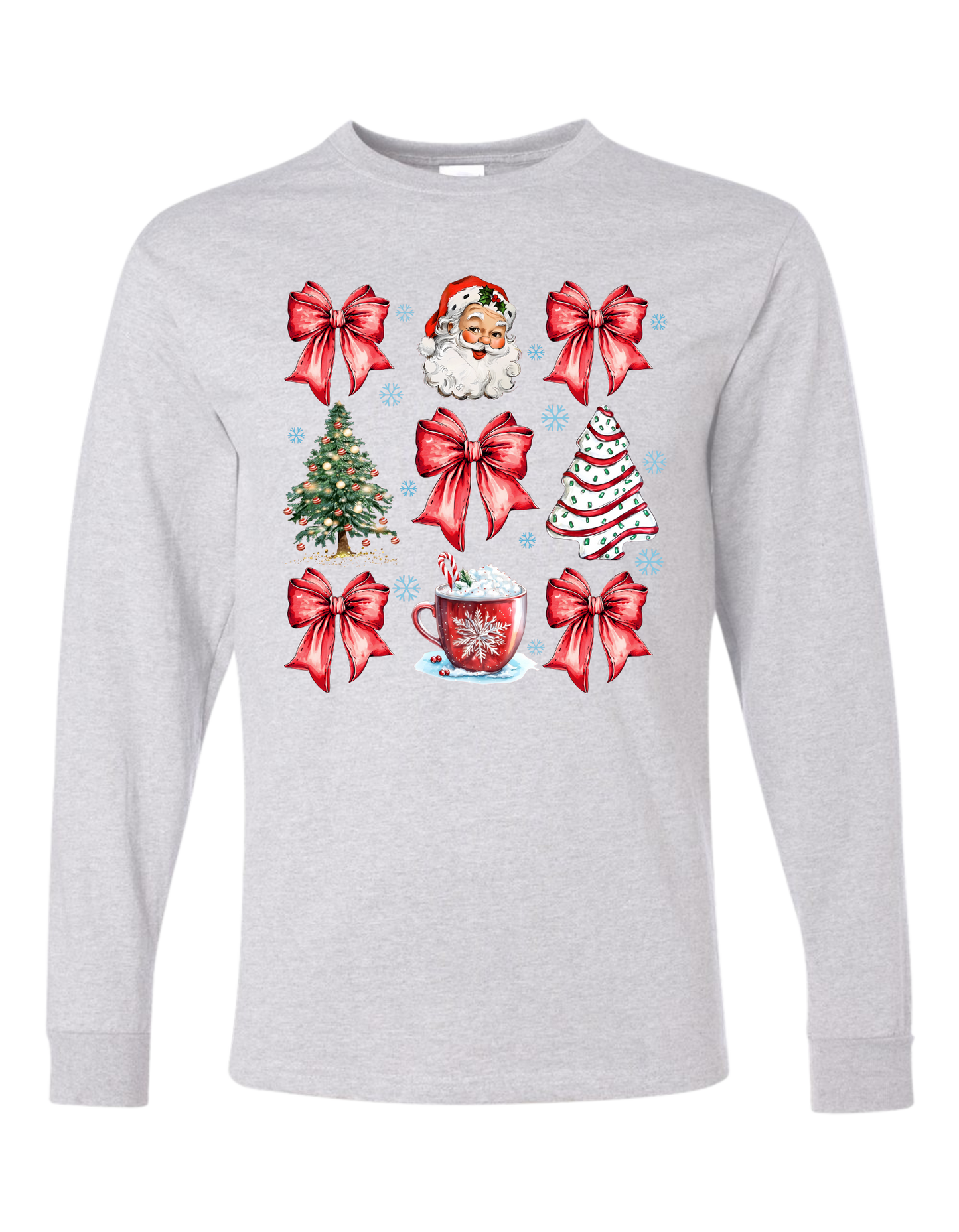 Christmas Tree Cake Coquette Bow Long Sleeve