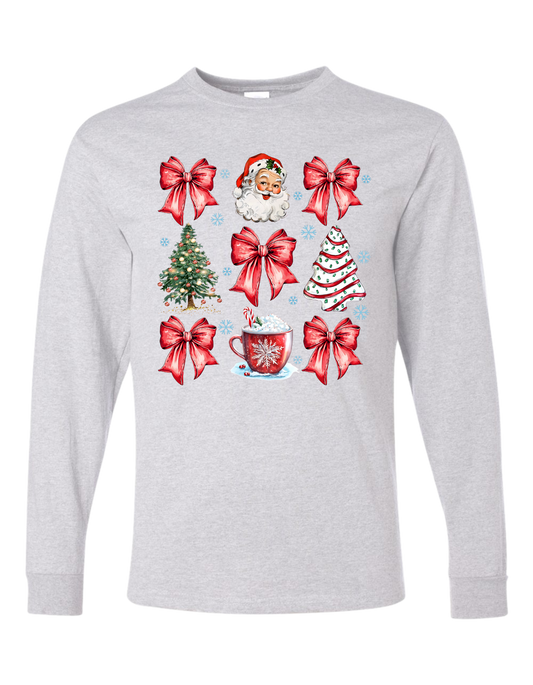 Christmas Tree Cake Coquette Bow Long Sleeve