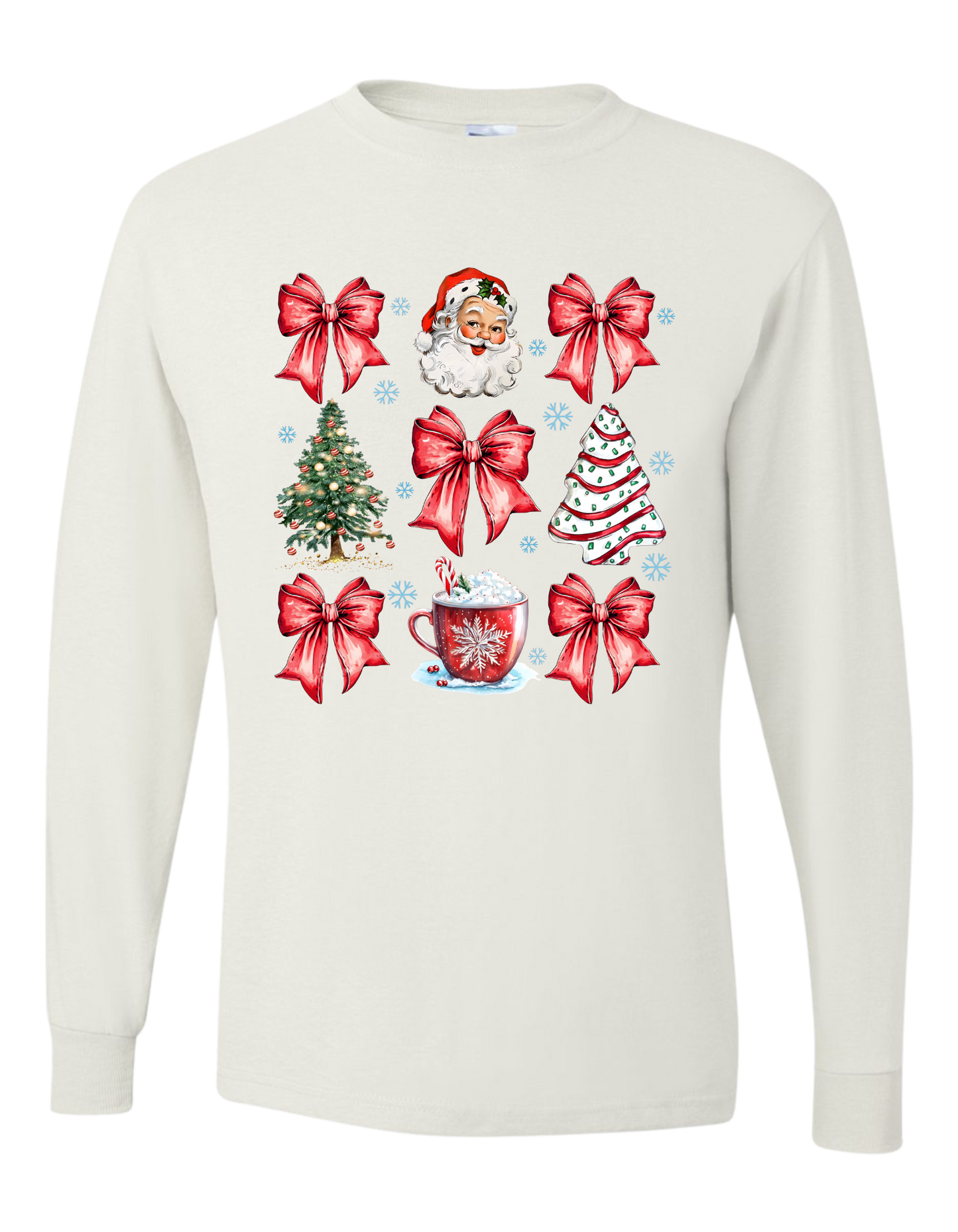Christmas Tree Cake Coquette Bow Long Sleeve