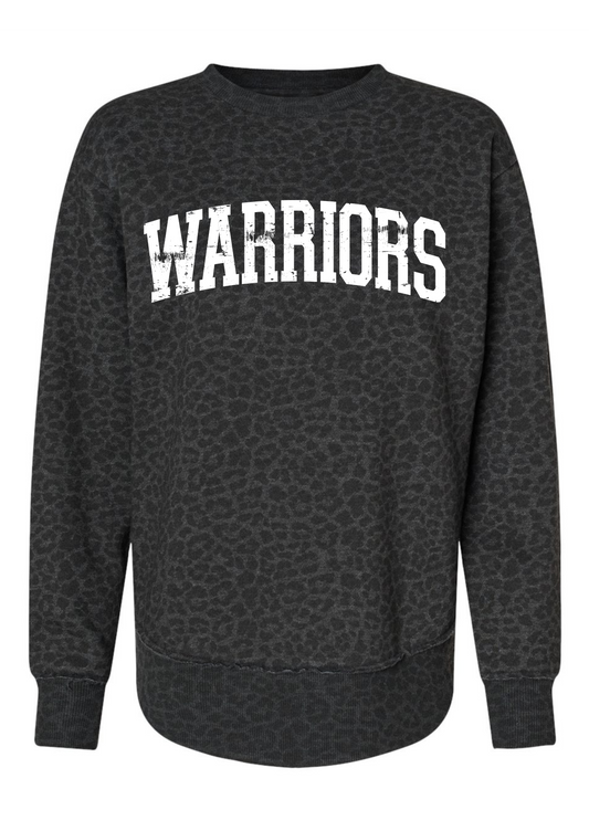 Warriors Grunge Leopard Fleece Crewneck