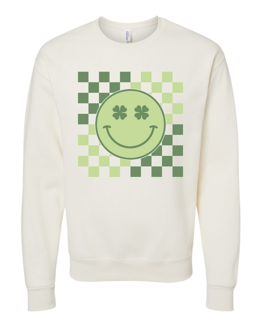 Checkered Smiley Face Crewneck
