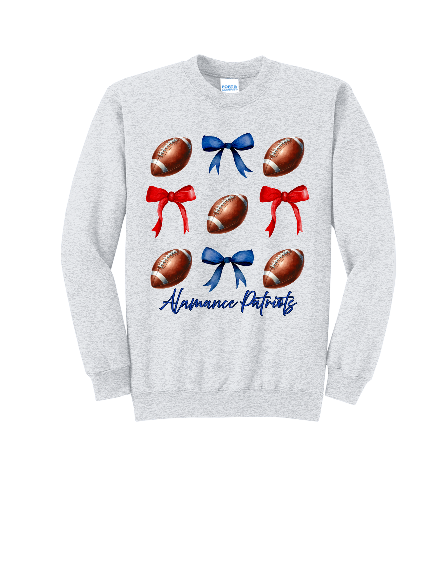 Patriots Coquette Bow Football Crewneck