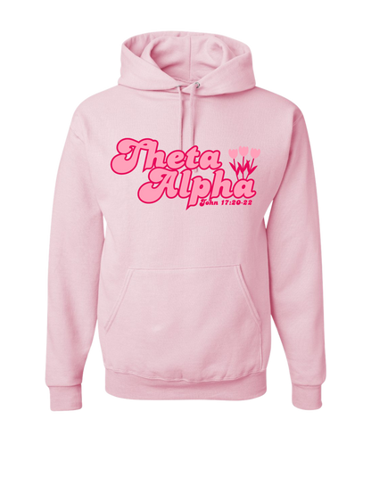 Theta Alpha Zeta Pink and White Hoodie