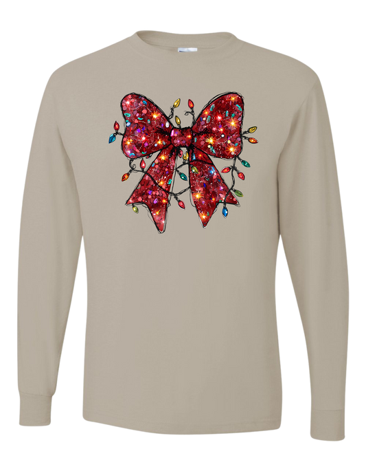 Christmas Bow & Lights Long Sleeve