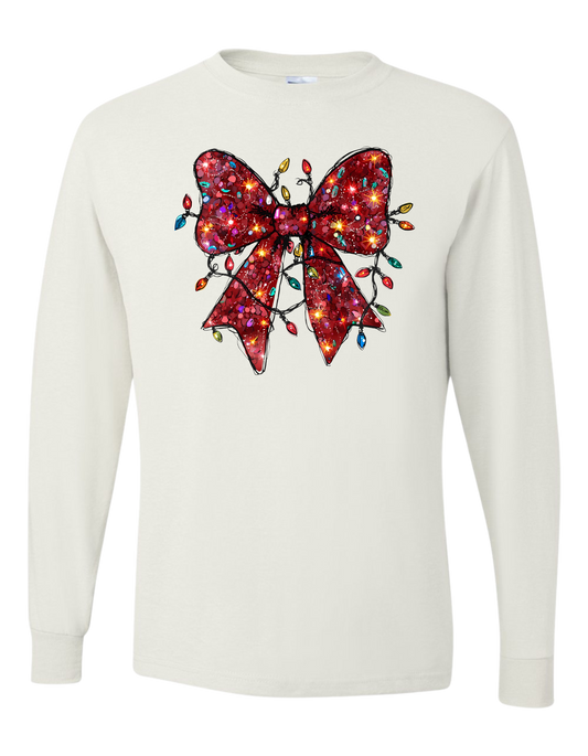 Christmas Bow & Lights Long Sleeve