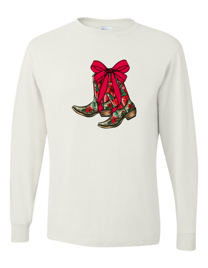Christmas Cowboy Boots Long Sleeve