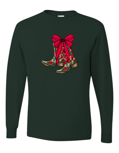 Christmas Cowboy Boots Long Sleeve