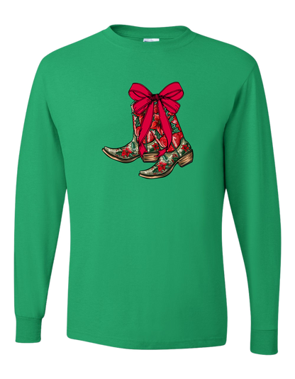 Christmas Cowboy Boots Long Sleeve