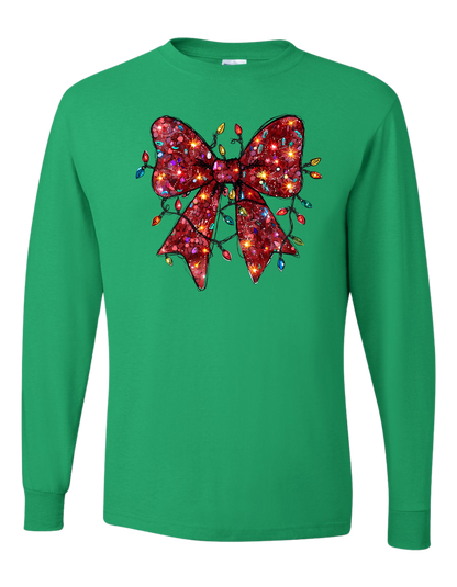 Christmas Bow & Lights Long Sleeve