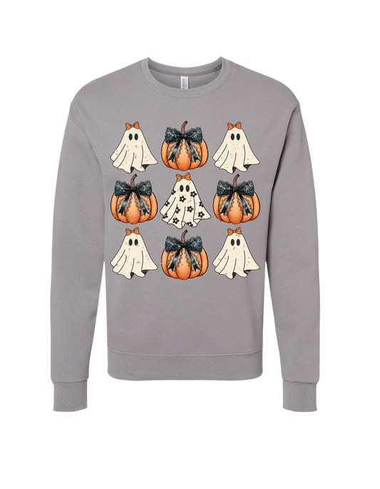Pumpkin-Ghost Coquette Crewneck