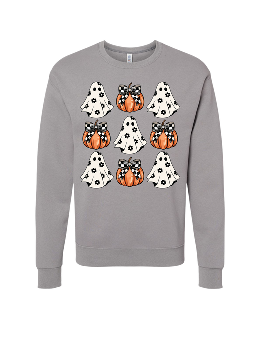 Checkered-Bow Coquette Crewneck