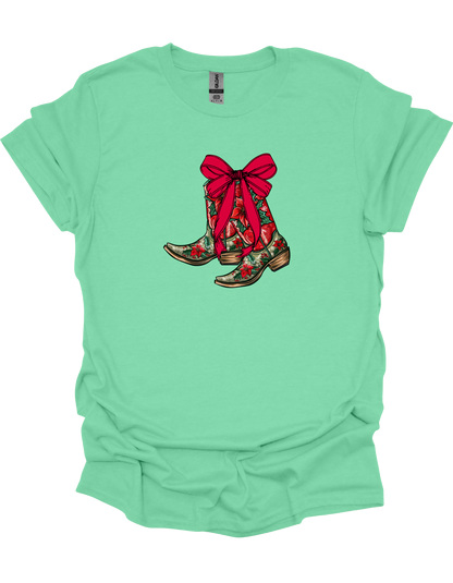 Christmas Cowboy Boots T-Shirt