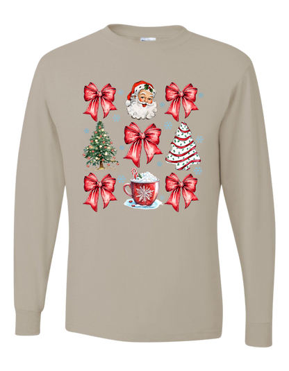 Christmas Tree Cake Coquette Bow Long Sleeve
