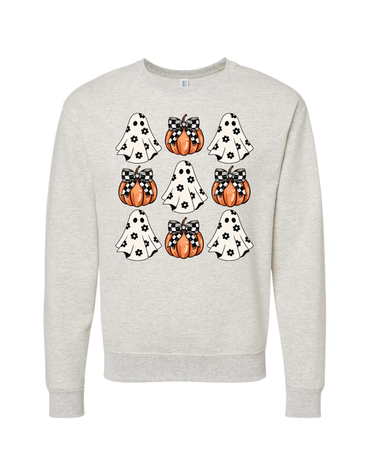 Checkered-Bow Coquette Crewneck