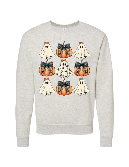 Pumpkin-Ghost Coquette Crewneck