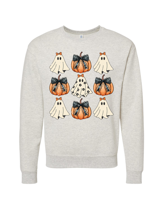 Pumpkin-Ghost Coquette Crewneck