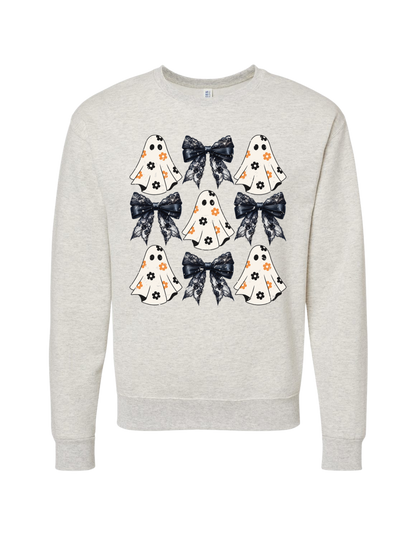 Flowered-Ghost Coquette Crewneck
