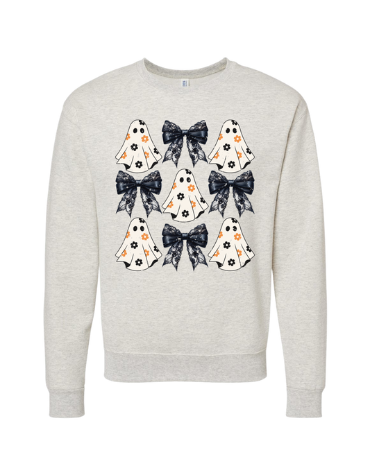 Flowered-Ghost Coquette Crewneck