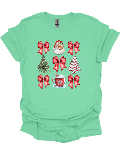 Christmas Tree Cake Coquette Bow T-Shirt