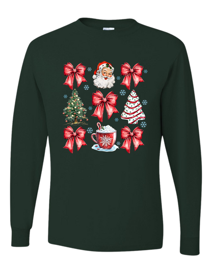 Christmas Tree Cake Coquette Bow Long Sleeve