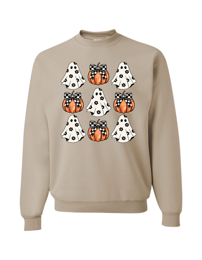 Checkered-Bow Coquette Crewneck