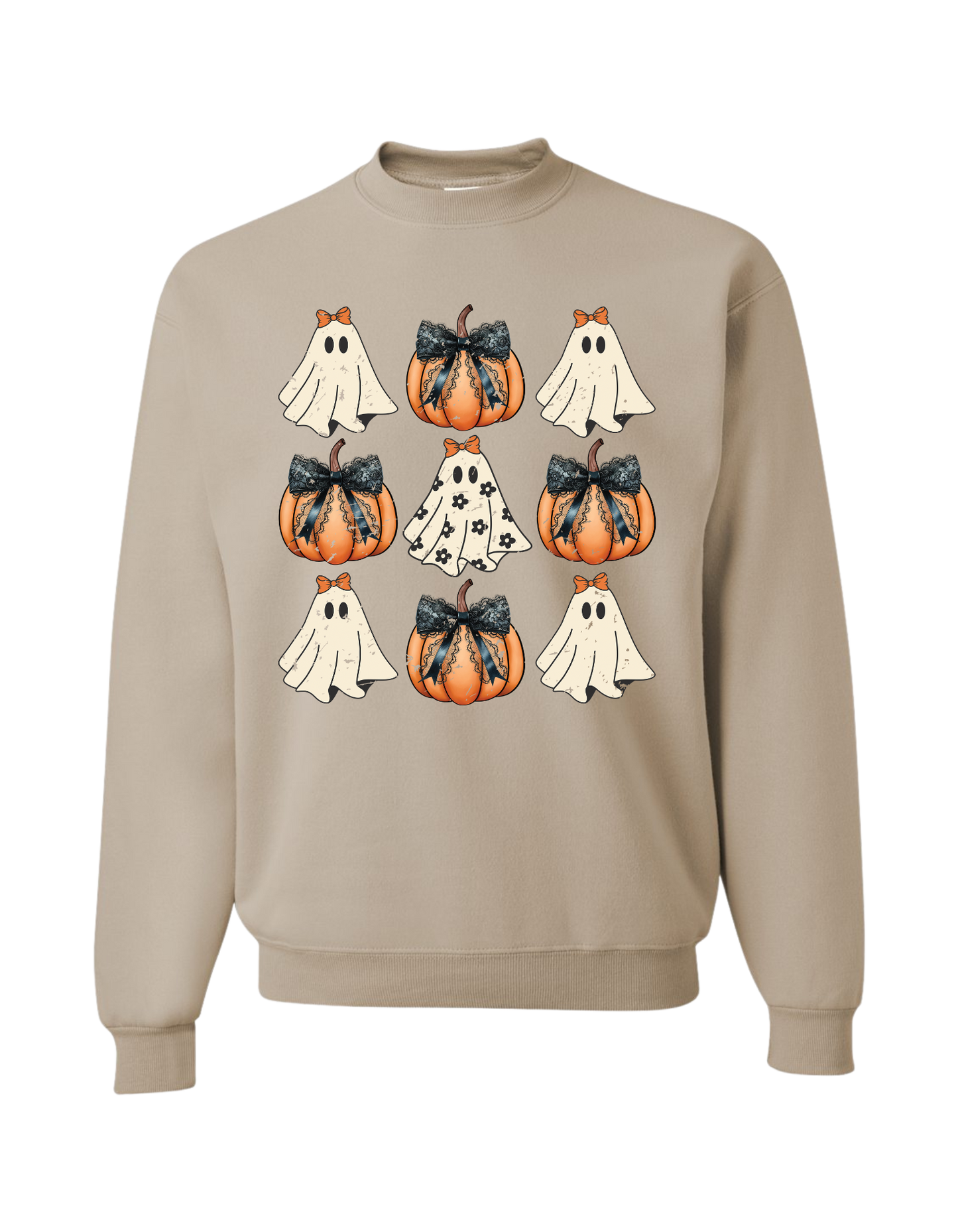 Pumpkin-Ghost Coquette Crewneck
