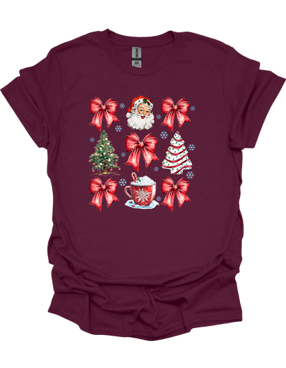 Christmas Tree Cake Coquette Bow T-Shirt