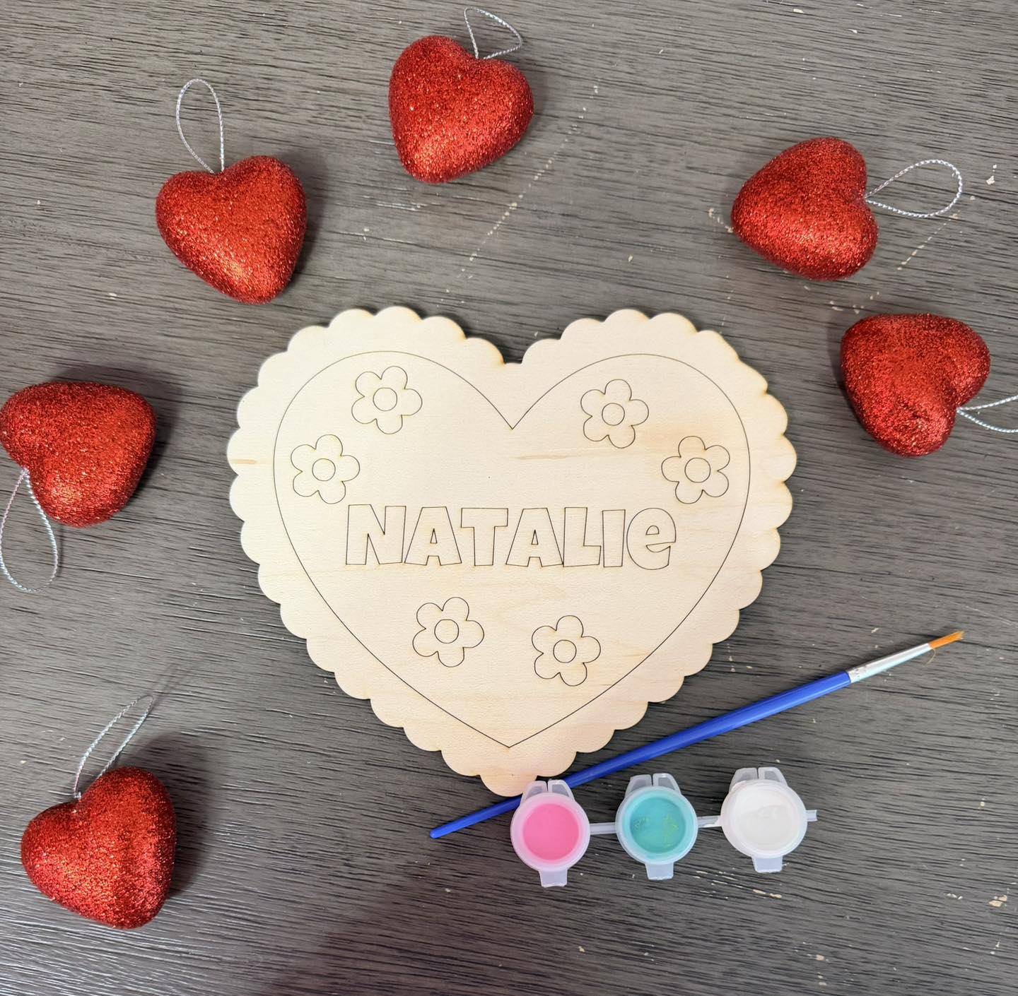 Custom Name Heart Valentines Paint Kit