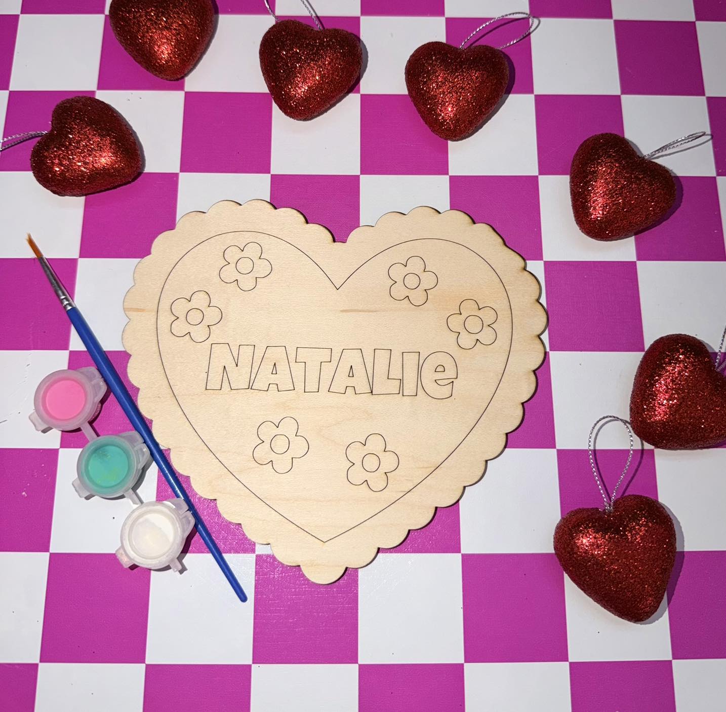 Custom Name Heart Valentines Paint Kit