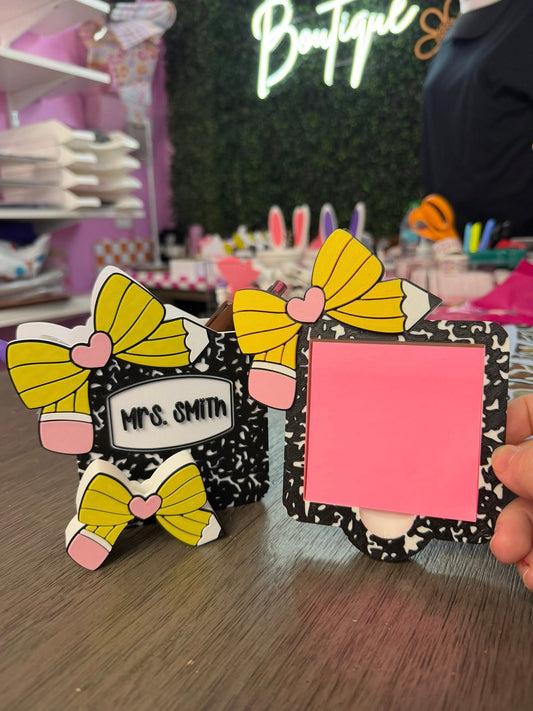 Customized Teacher Bow Desk Set