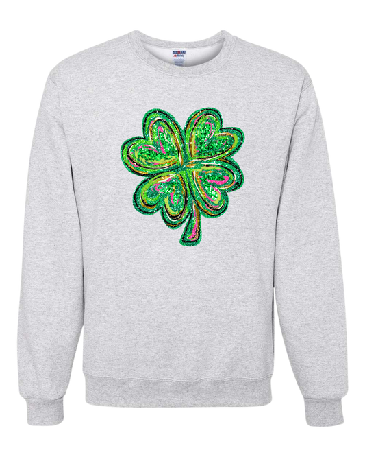 Sparkly Four Leaf Clover Crewneck