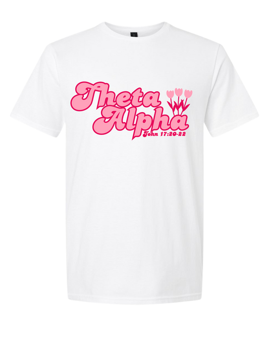 Theta Alpha Zeta Pink and White T-Shirt