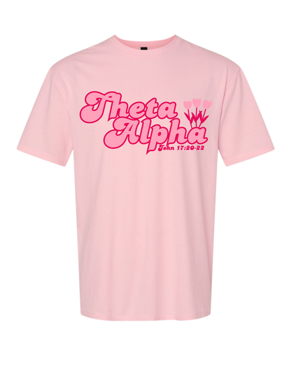 Theta Alpha Zeta Pink and White T-Shirt