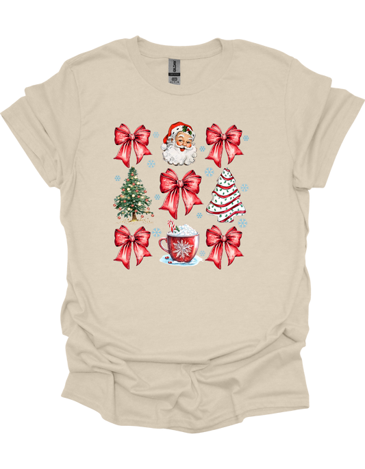 Christmas Tree Cake Coquette Bow T-Shirt