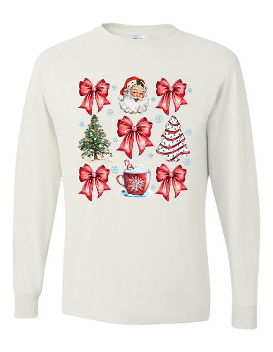 Christmas Tree Cake Coquette Bow Long Sleeve