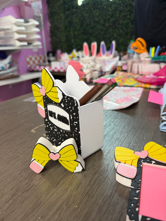 Customized Teacher Bow Desk Set