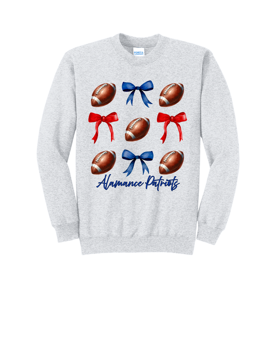Patriots Coquette Bow Football Crewneck